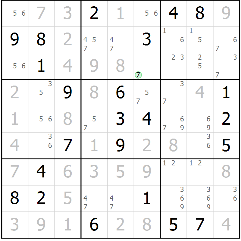 Position des candidats pour la solution de la Gr 54 page 56 du magazine de sudoku Expert n° 019