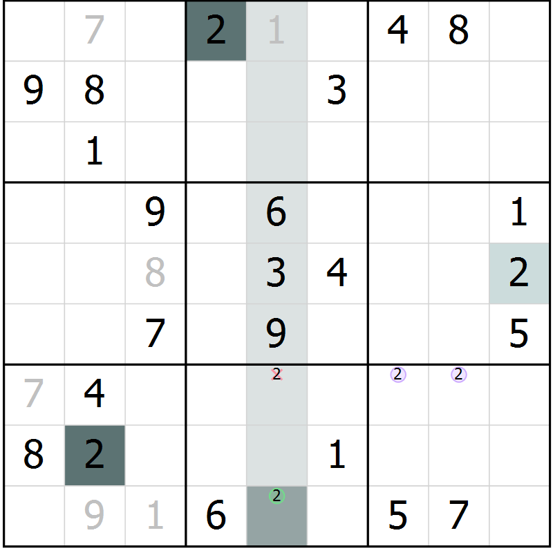 Position des candidats pour la solution de la Gr 54 page 56 du magazine de sudoku Expert n° 019