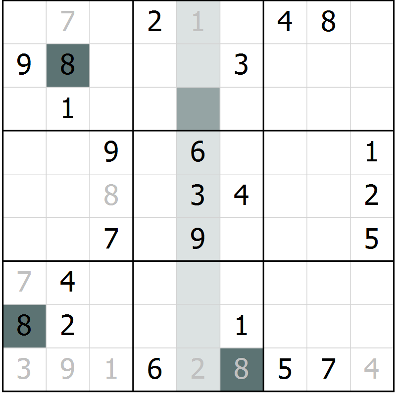 Position des candidats pour la solution de la Gr 54 page 56 du magazine de sudoku Expert n° 019