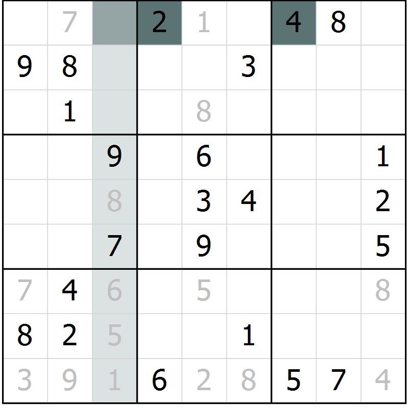 Position des candidats pour la solution de la Gr 54 page 56 du magazine de sudoku Expert n° 019