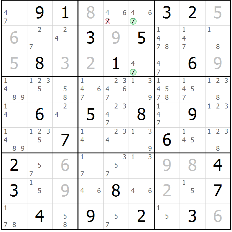 Position des candidats pour la solution de la Gr 55 page 57 du magazine de sudoku Expert n° 019