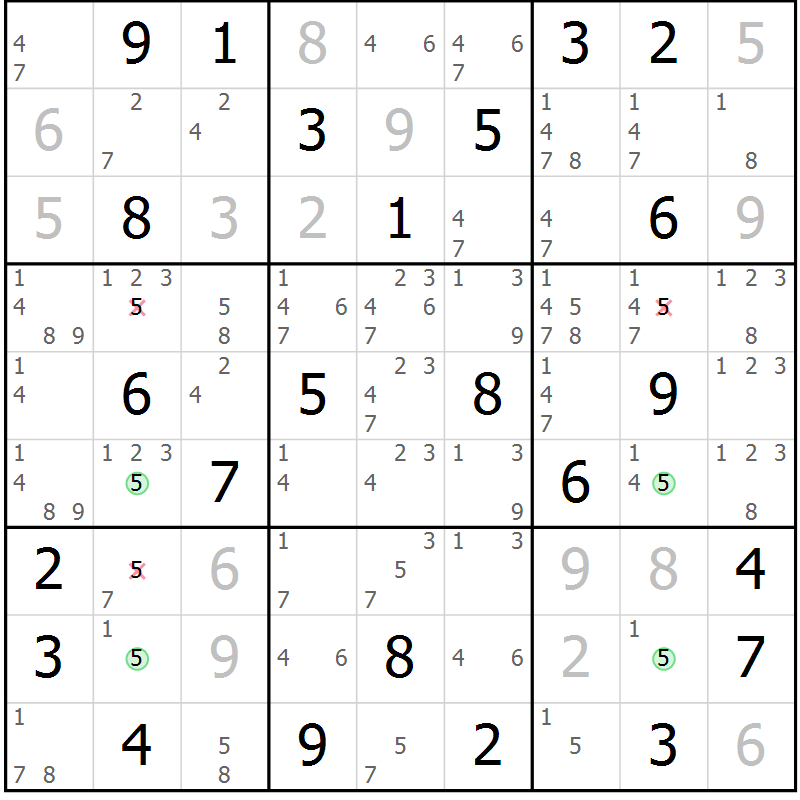 Position des candidats pour la solution de la Gr 55 page 57 du magazine de sudoku Expert n° 019