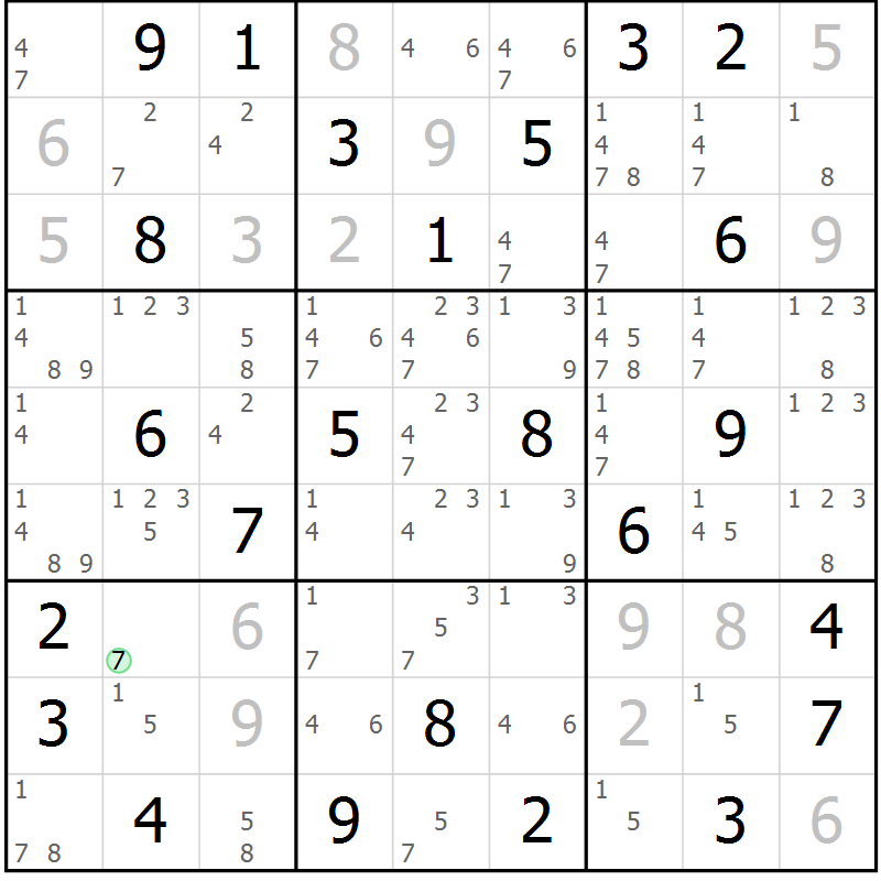 Position des candidats pour la solution de la Gr 55 page 57 du magazine de sudoku Expert n° 019
