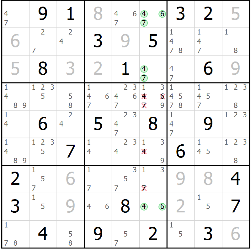 Position des candidats pour la solution de la Gr 55 page 57 du magazine de sudoku Expert n° 019