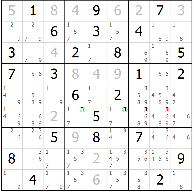 Position des candidats pour la solution de la Gr 56 page 58 du magazine de sudoku Expert n° 019