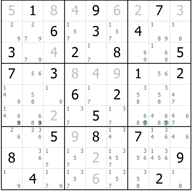 Position des candidats pour la solution de la Gr 56 page 58 du magazine de sudoku Expert n° 019