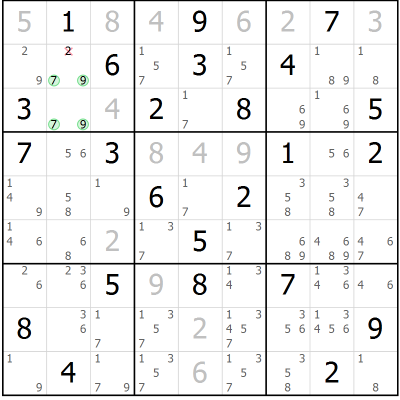 Position des candidats pour la solution de la Gr 56 page 58 du magazine de sudoku Expert n° 019
