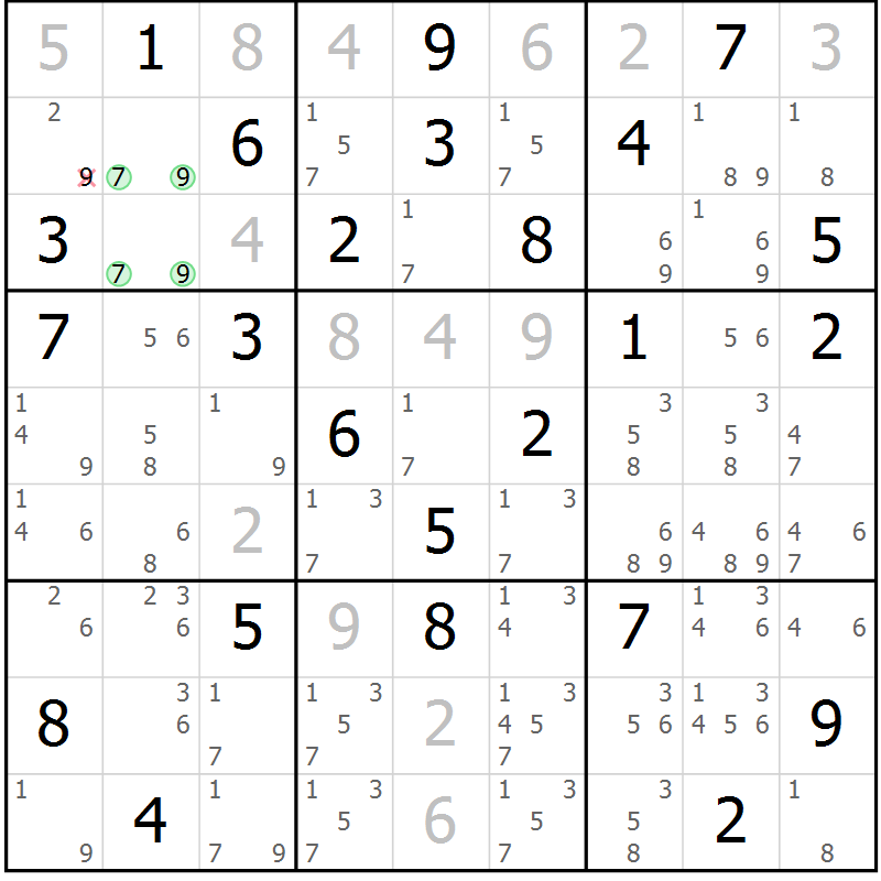 Position des candidats pour la solution de la Gr 56 page 58 du magazine de sudoku Expert n° 019