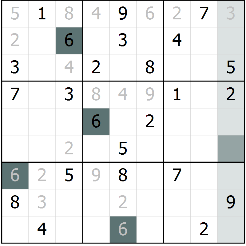 Position des candidats pour la solution de la Gr 56 page 58 du magazine de sudoku Expert n° 019