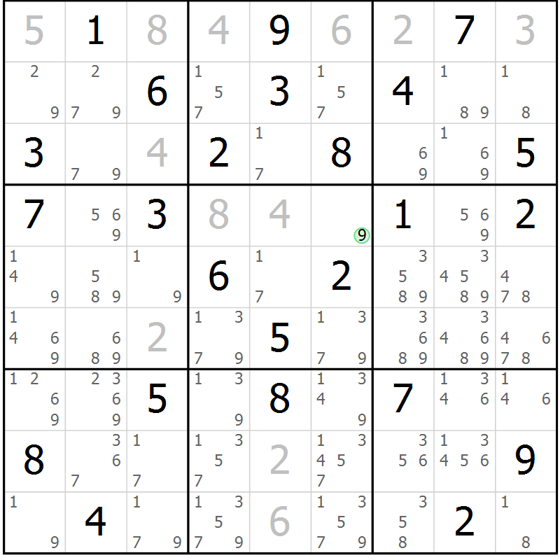 Position des candidats pour la solution de la Gr 56 page 58 du magazine de sudoku Expert n° 019