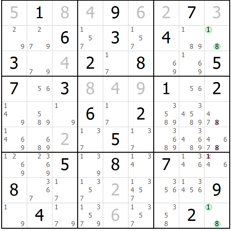Position des candidats pour la solution de la Gr 56 page 58 du magazine de sudoku Expert n° 019