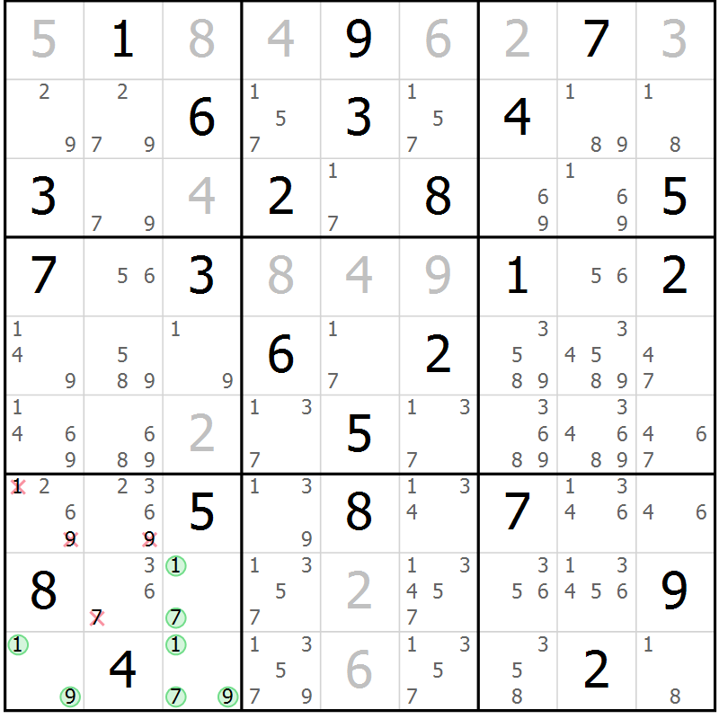 Position des candidats pour la solution de la Gr 56 page 58 du magazine de sudoku Expert n° 019