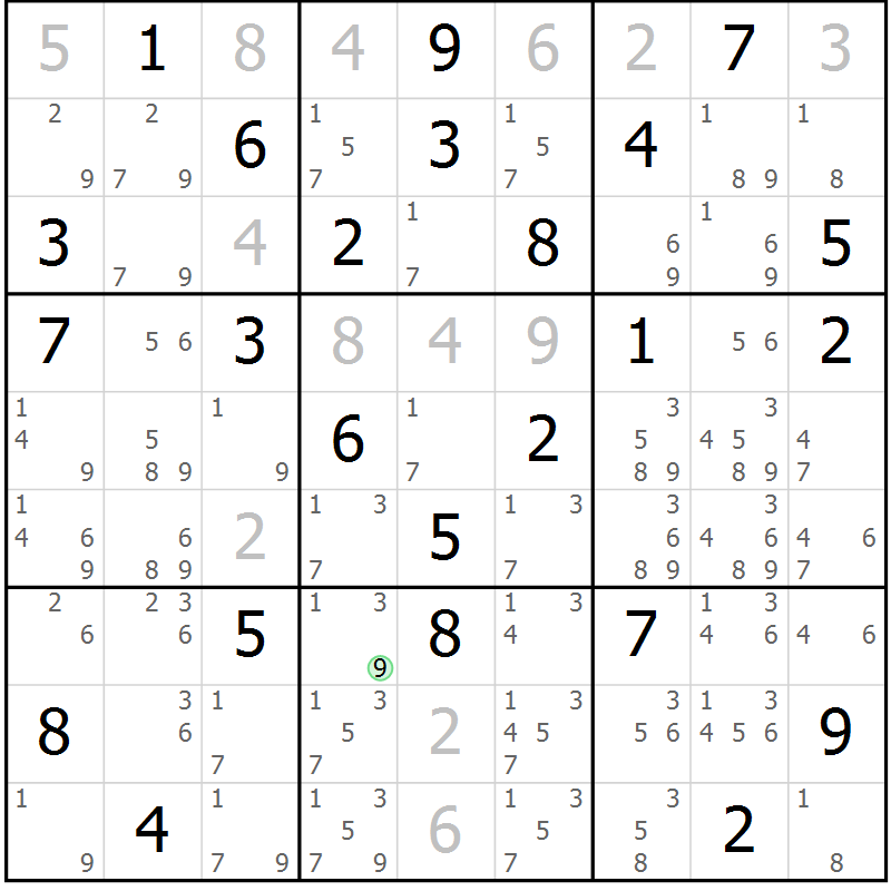 Position des candidats pour la solution de la Gr 56 page 58 du magazine de sudoku Expert n° 019