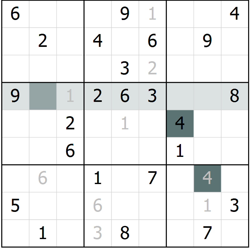 Position des candidats pour la solution de la Gr 57 page 59 du magazine de sudoku Expert n° 019