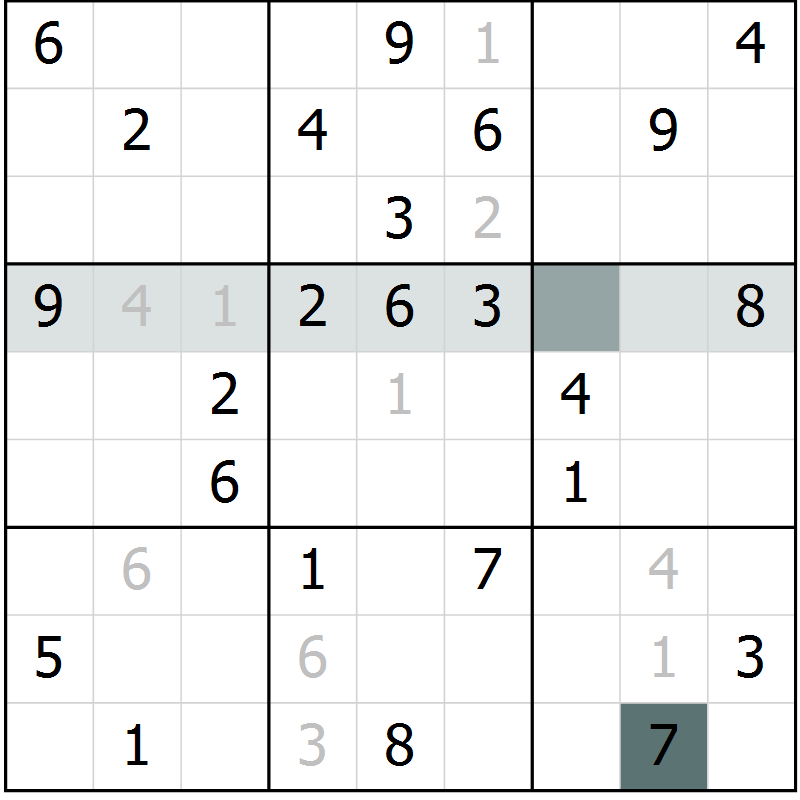 Position des candidats pour la solution de la Gr 57 page 59 du magazine de sudoku Expert n° 019