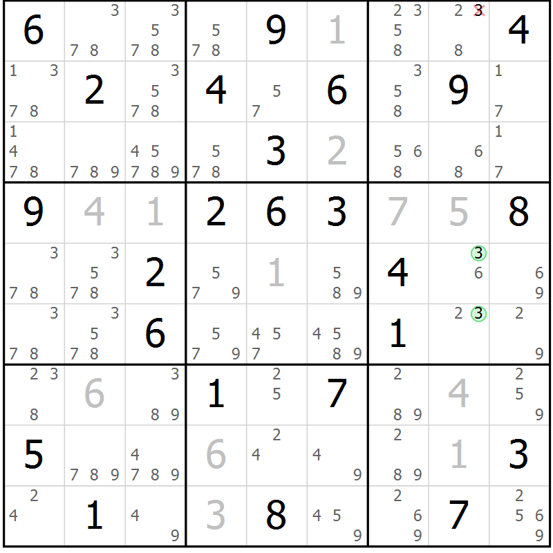 Position des candidats pour la solution de la Gr 57 page 59 du magazine de sudoku Expert n° 019