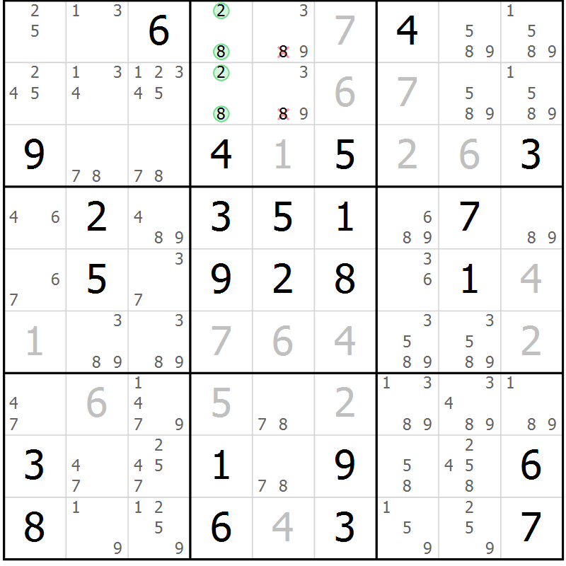 Position des candidats pour la solution de la Gr 58 page 60 du magazine de sudoku Expert n° 019