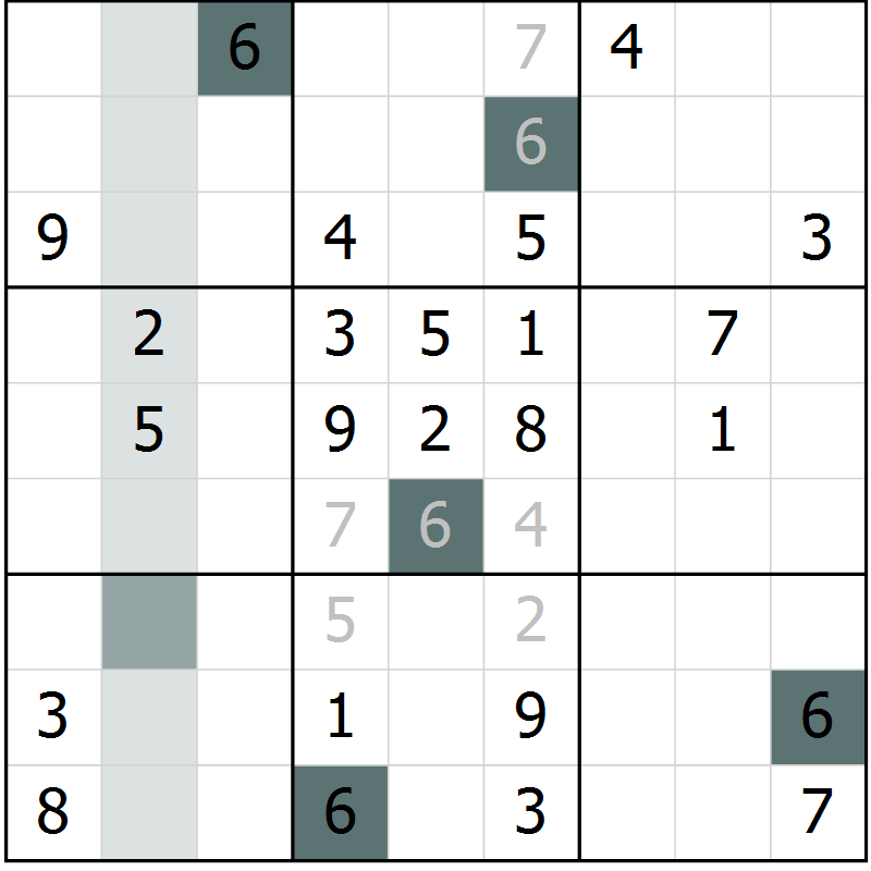 Position des candidats pour la solution de la Gr 58 page 60 du magazine de sudoku Expert n° 019