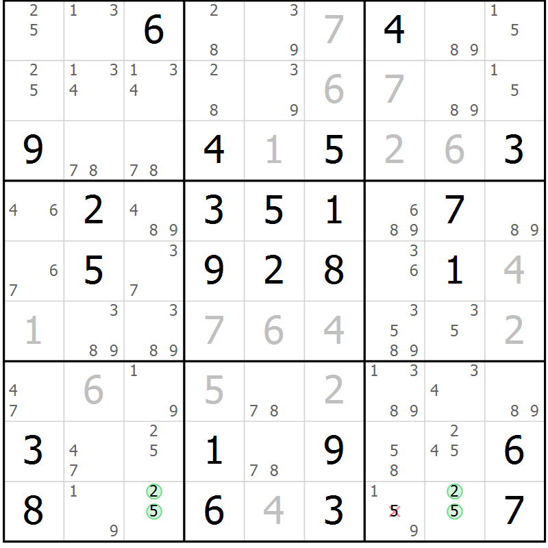 Position des candidats pour la solution de la Gr 58 page 60 du magazine de sudoku Expert n° 019