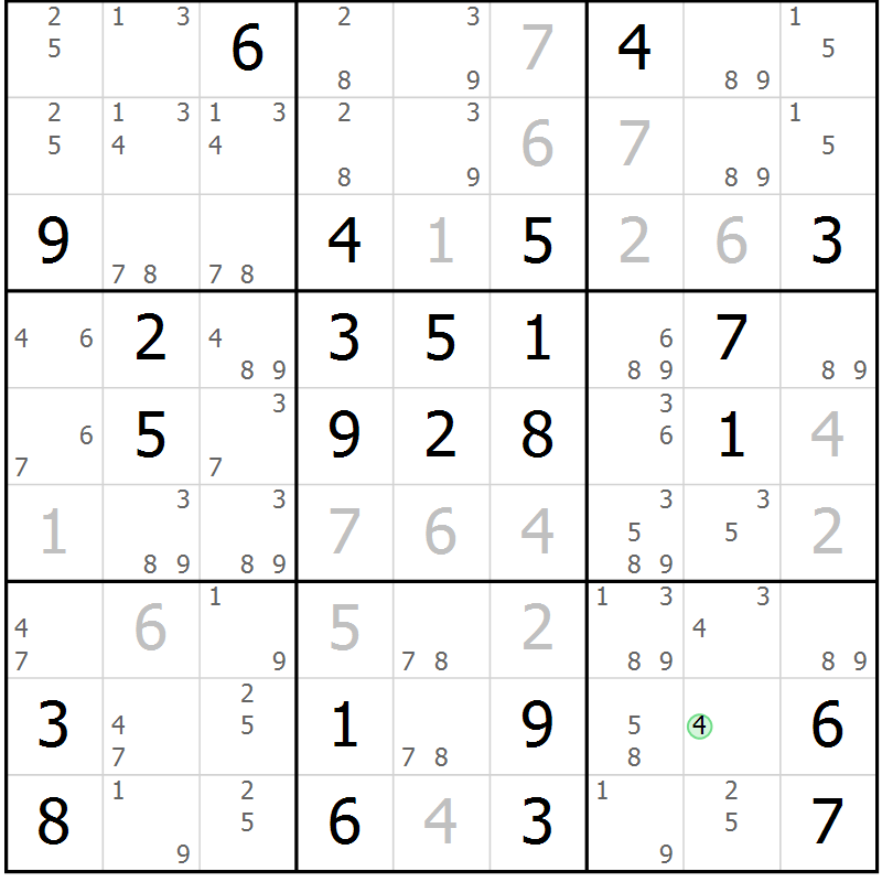 Position des candidats pour la solution de la Gr 58 page 60 du magazine de sudoku Expert n° 019