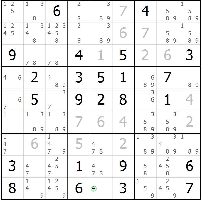 Position des candidats pour la solution de la Gr 58 page 60 du magazine de sudoku Expert n° 019
