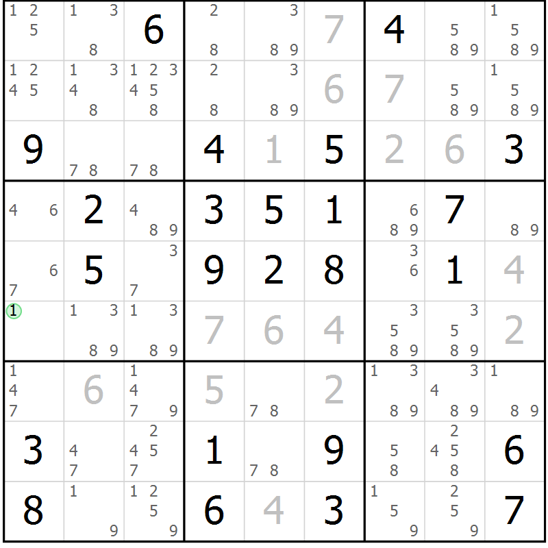 Position des candidats pour la solution de la Gr 58 page 60 du magazine de sudoku Expert n° 019