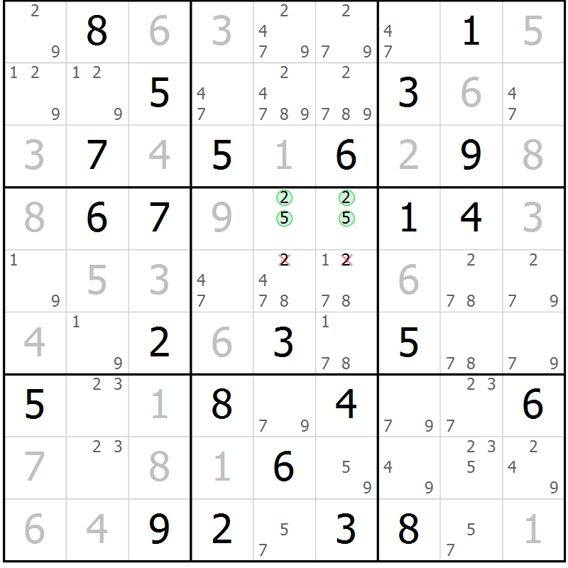 Position des candidats pour la solution de la Gr 59 page 61 du magazine de sudoku Expert n° 019