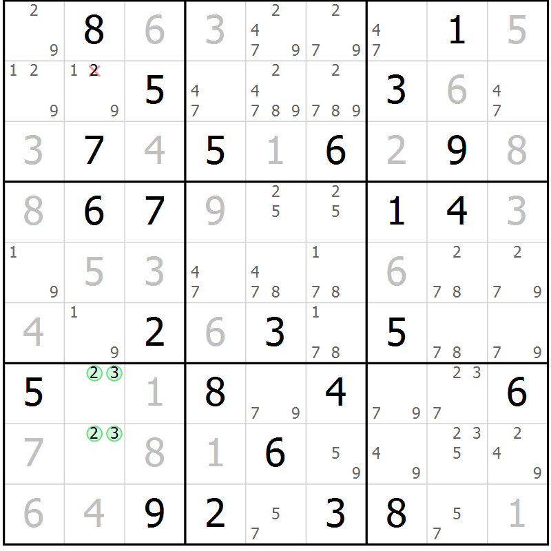 Position des candidats pour la solution de la Gr 59 page 61 du magazine de sudoku Expert n° 019