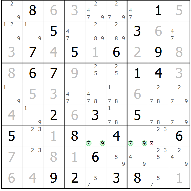 Position des candidats pour la solution de la Gr 59 page 61 du magazine de sudoku Expert n° 019