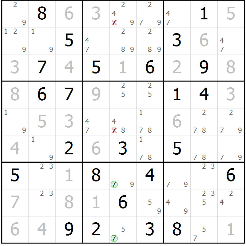 Position des candidats pour la solution de la Gr 59 page 61 du magazine de sudoku Expert n° 019