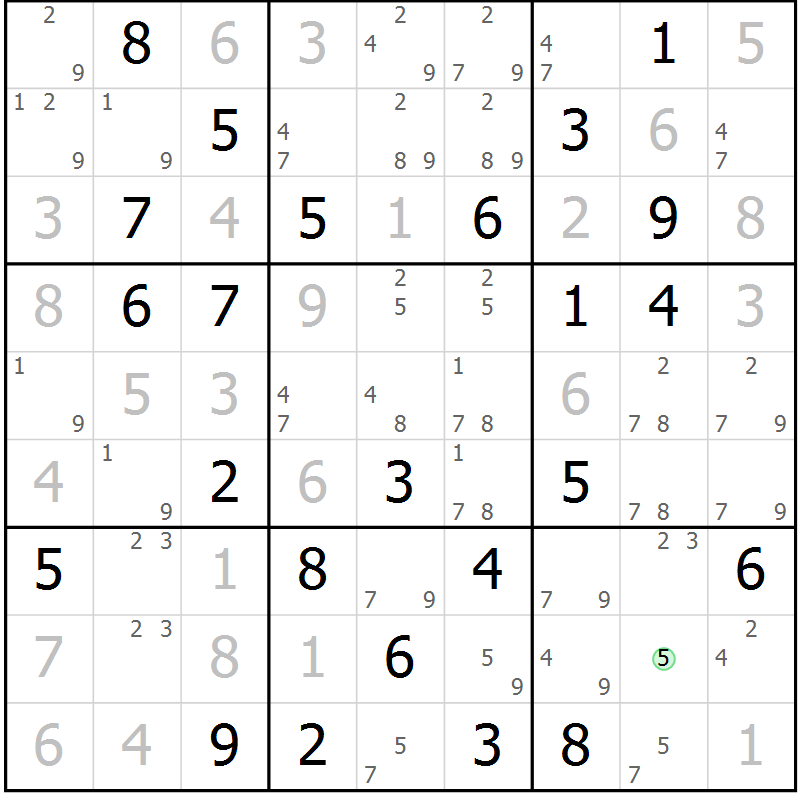 Position des candidats pour la solution de la Gr 59 page 61 du magazine de sudoku Expert n° 019