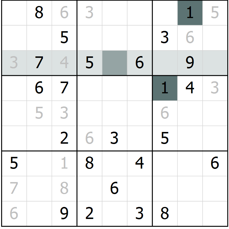 Position des candidats pour la solution de la Gr 59 page 61 du magazine de sudoku Expert n° 019