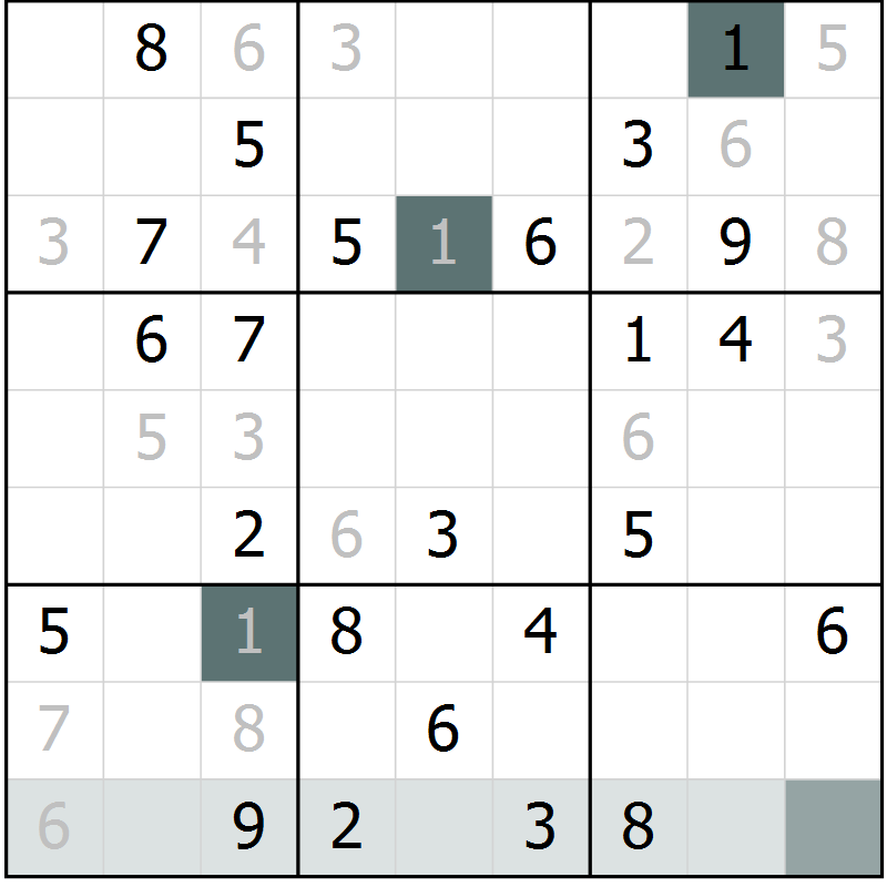 Position des candidats pour la solution de la Gr 59 page 61 du magazine de sudoku Expert n° 019
