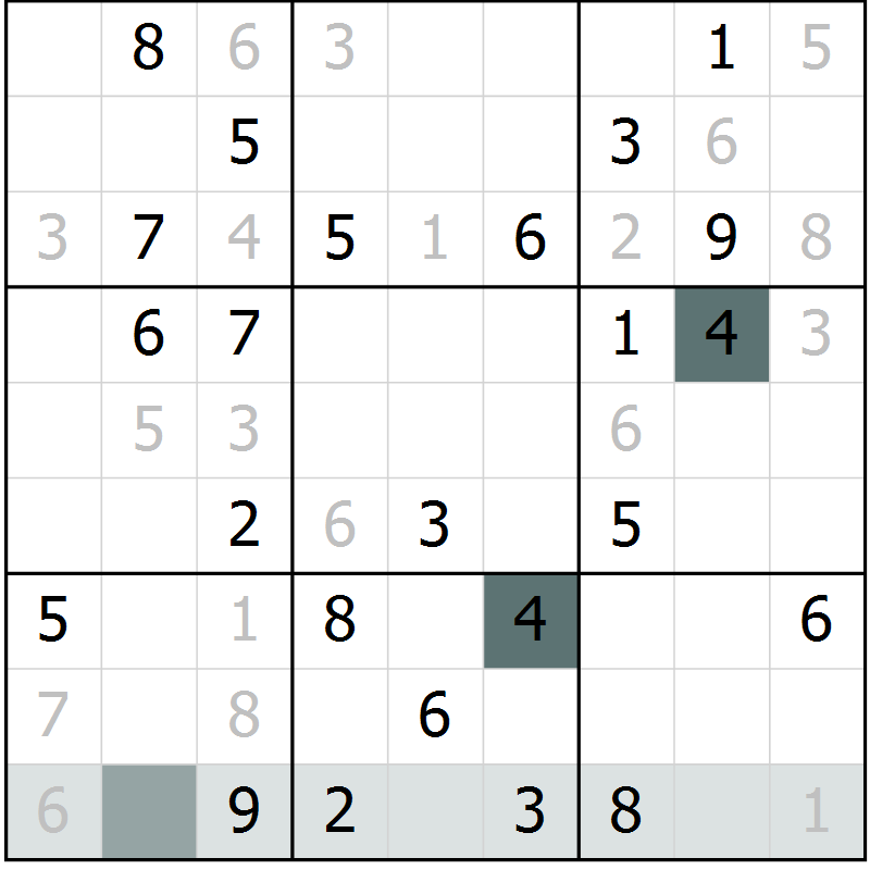 Position des candidats pour la solution de la Gr 59 page 61 du magazine de sudoku Expert n° 019
