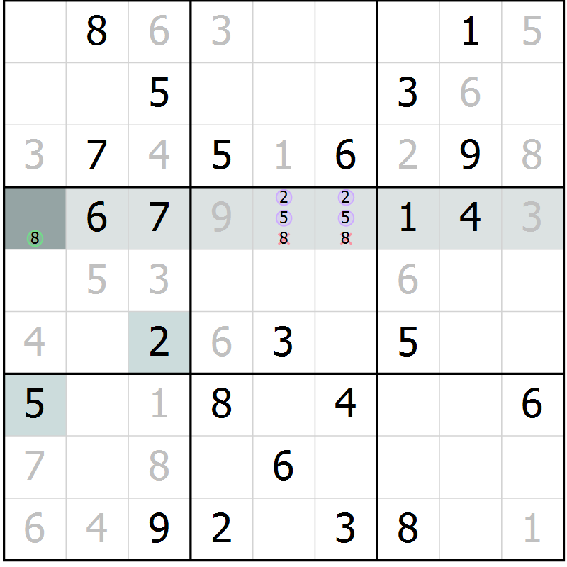 Position des candidats pour la solution de la Gr 59 page 61 du magazine de sudoku Expert n° 019