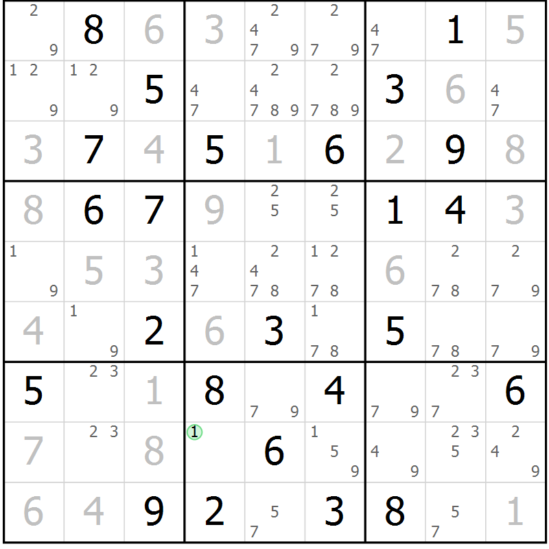 Position des candidats pour la solution de la Gr 59 page 61 du magazine de sudoku Expert n° 019