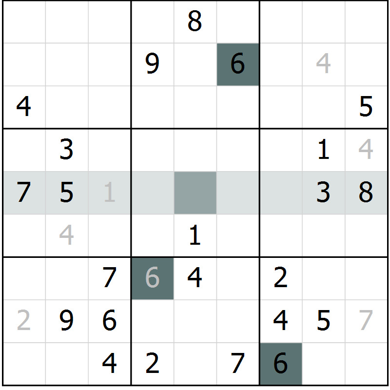 Position des candidats pour la solution de la Gr 6 page 8 du magazine de sudoku Expert n° 019