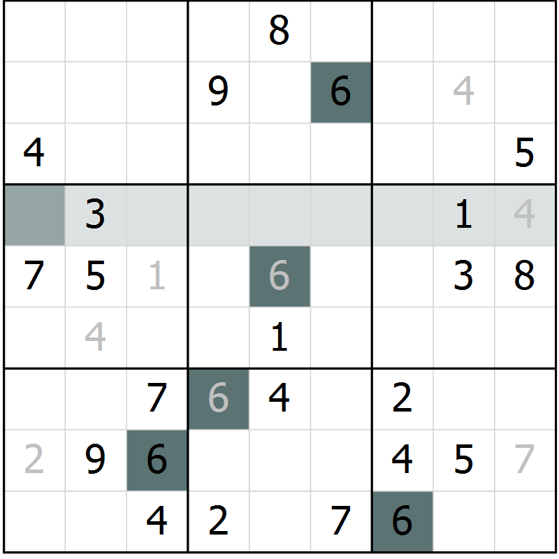 Position des candidats pour la solution de la Gr 6 page 8 du magazine de sudoku Expert n° 019