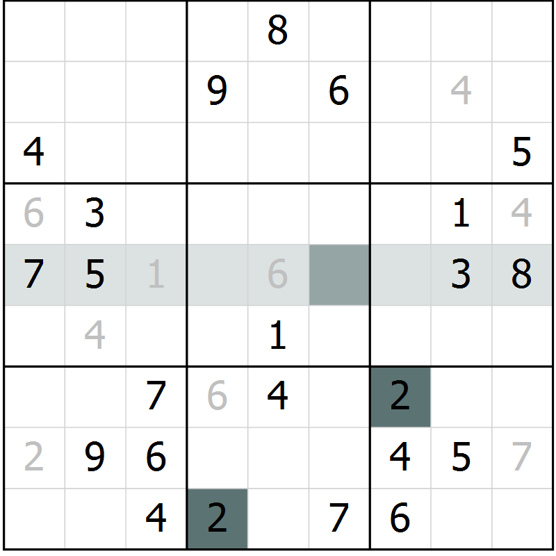Position des candidats pour la solution de la Gr 6 page 8 du magazine de sudoku Expert n° 019