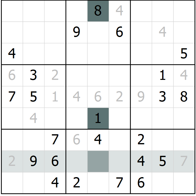 Position des candidats pour la solution de la Gr 6 page 8 du magazine de sudoku Expert n° 019
