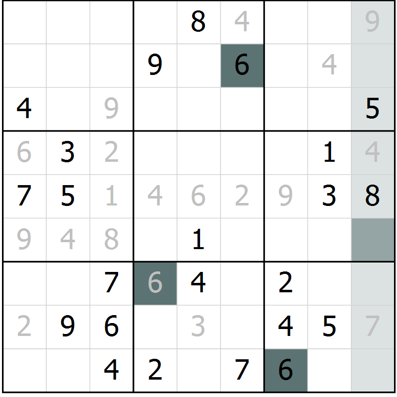 Position des candidats pour la solution de la Gr 6 page 8 du magazine de sudoku Expert n° 019