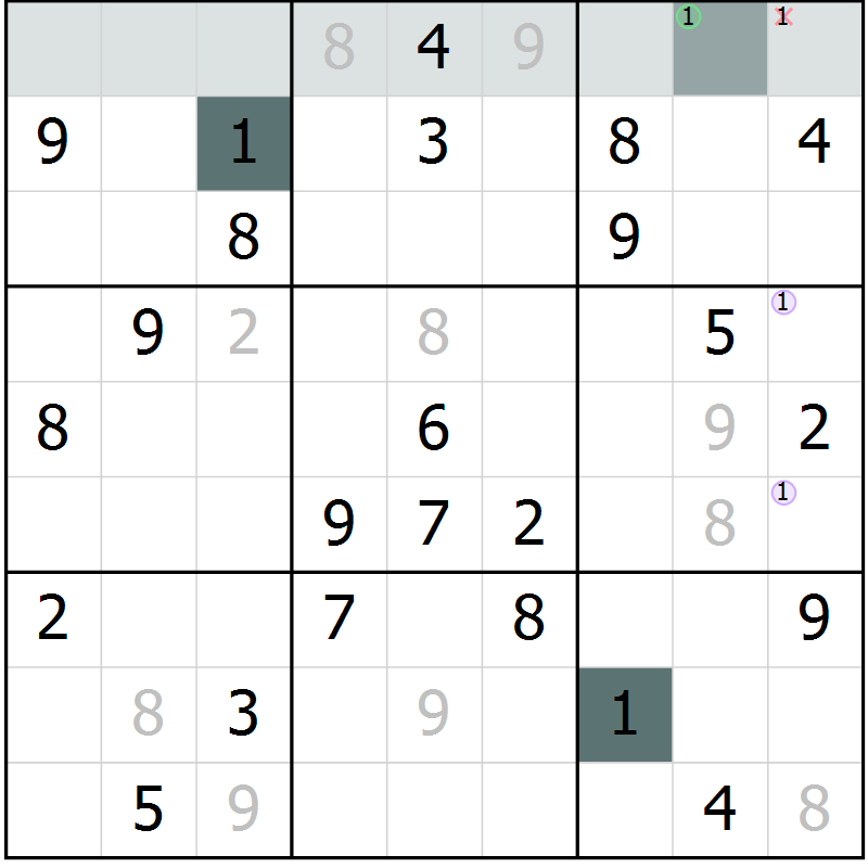 Position des candidats pour la solution de la Gr 60 page 62 du magazine de sudoku Expert n° 019