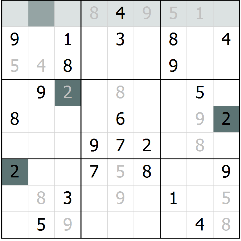Position des candidats pour la solution de la Gr 60 page 62 du magazine de sudoku Expert n° 019