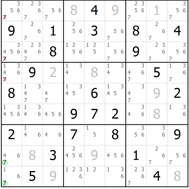 Position des candidats pour la solution de la Gr 60 page 62 du magazine de sudoku Expert n° 019