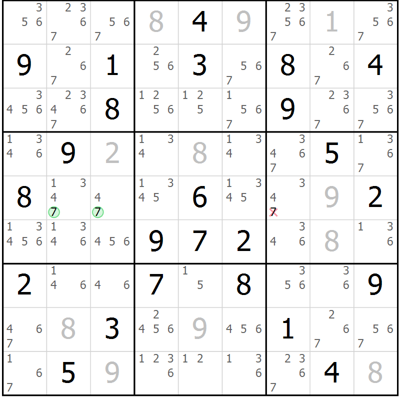 Position des candidats pour la solution de la Gr 60 page 62 du magazine de sudoku Expert n° 019