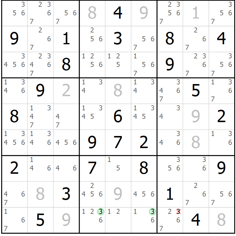 Position des candidats pour la solution de la Gr 60 page 62 du magazine de sudoku Expert n° 019