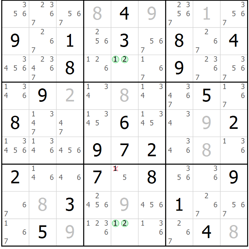 Position des candidats pour la solution de la Gr 60 page 62 du magazine de sudoku Expert n° 019