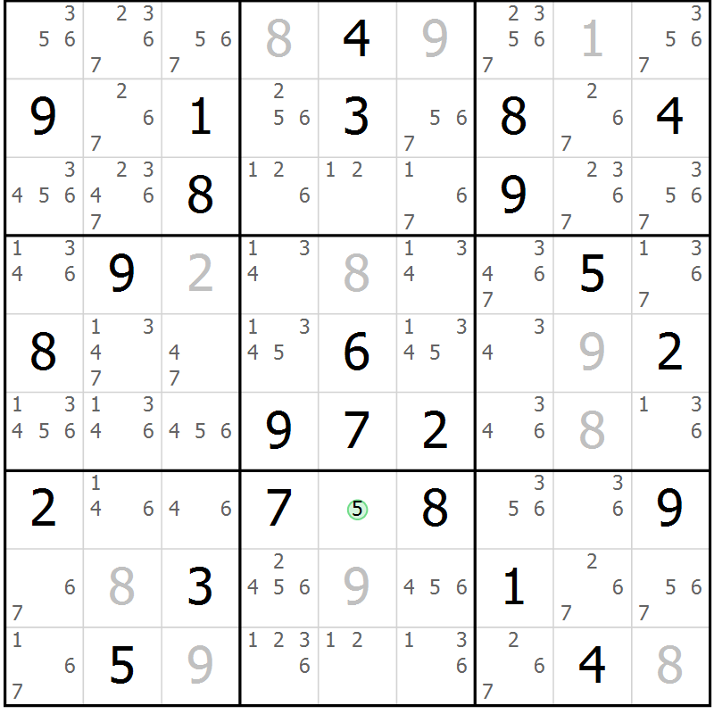 Position des candidats pour la solution de la Gr 60 page 62 du magazine de sudoku Expert n° 019