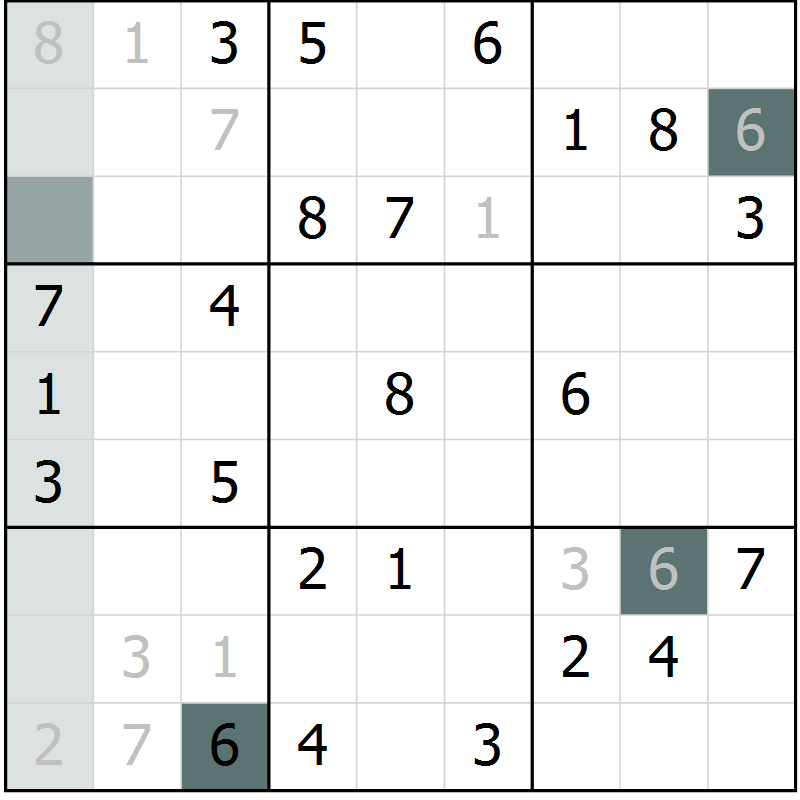 Position des candidats pour la solution de la Gr 61 page 63 du magazine de sudoku Expert n° 019