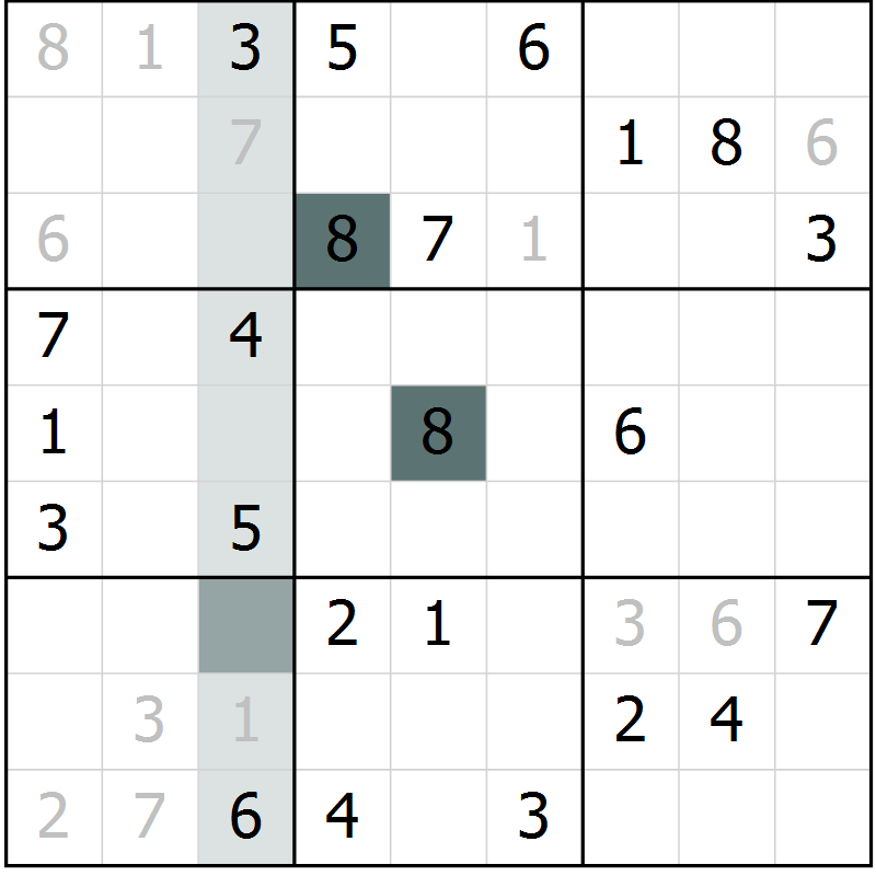 Position des candidats pour la solution de la Gr 61 page 63 du magazine de sudoku Expert n° 019